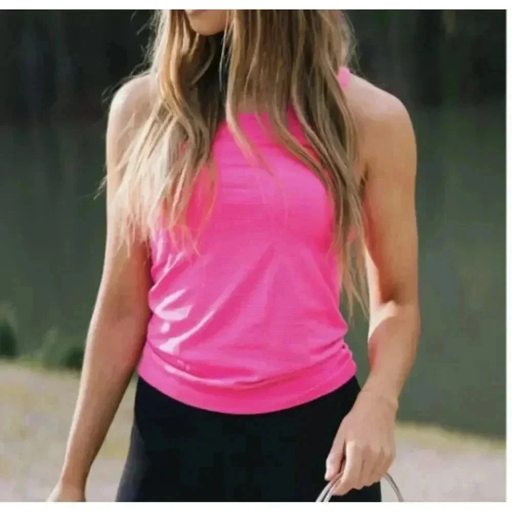 Zyia Copper Charged Racerback Tank Top Size L Hot Pink Seamless Neon…